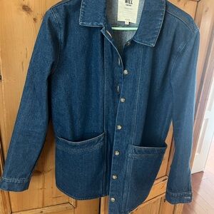 Sezane Dark Blue Denim Jean Jacket